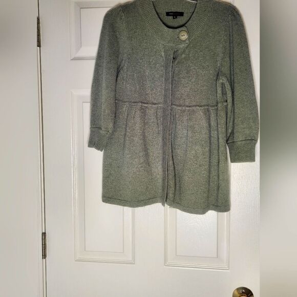 BCBGMAXAZRIA XL Sage Green WOOL ANGORA Blend 3/4Slv  Buttons Up Women  Cardigan - Picture 1 of 10